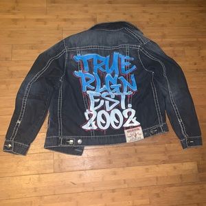 True Religion Denim “Trucker” Jacket Back Graphic Design